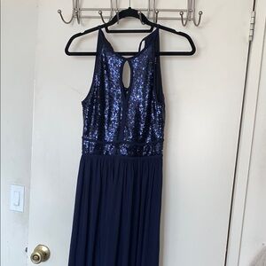 BNWOT Navy Blue Sequin Sleeveless Dress By Morgan & Co